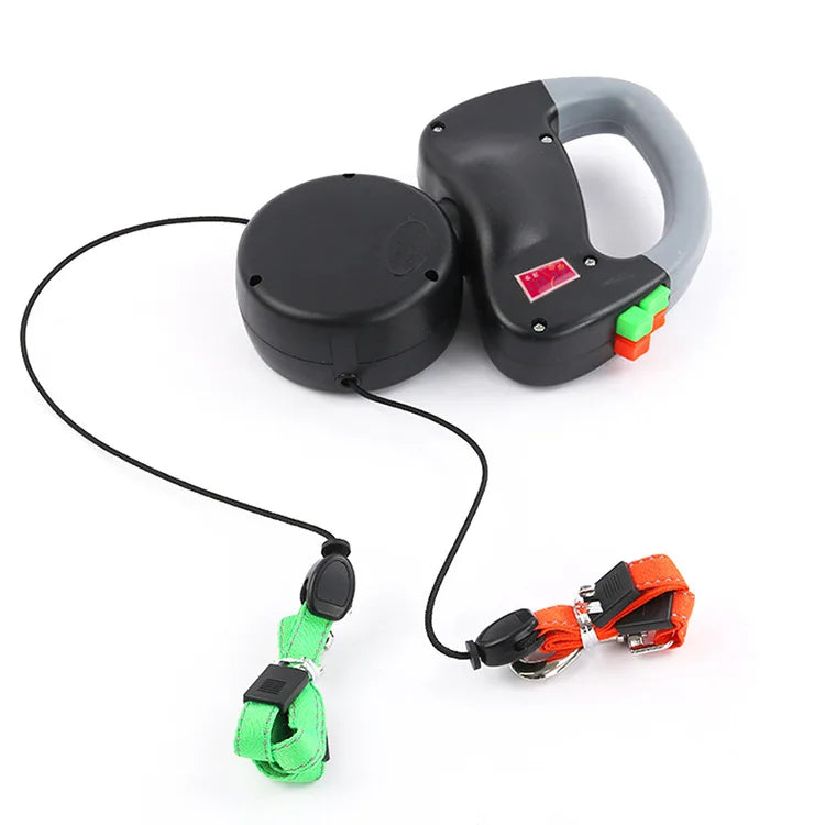 Retractable Double Dog Leash — Reflective, ABS+Nylon