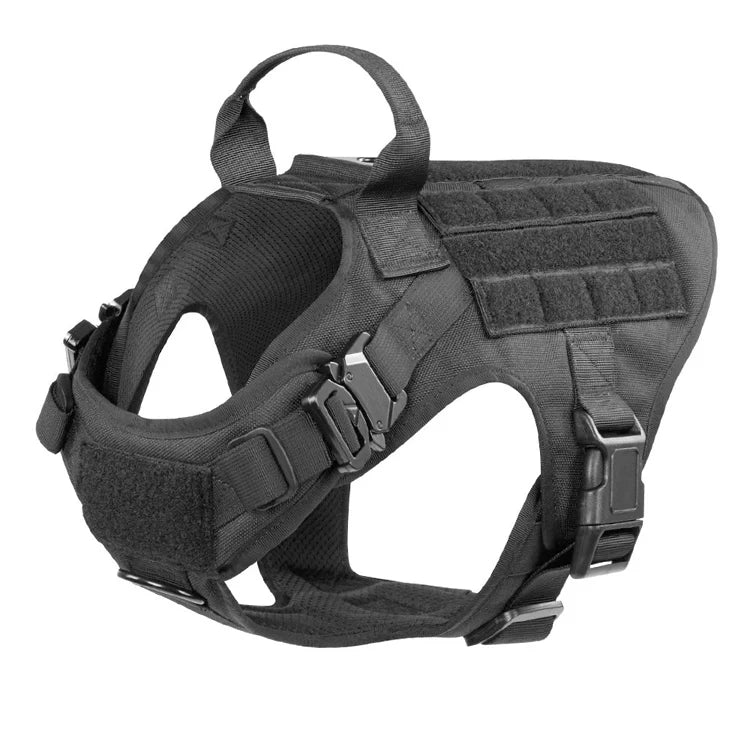 Tactical Dog Harness for Service & Hunting – Heavy-Duty Nylon Training Vest with MOLLE Webbing | XS S M L XL