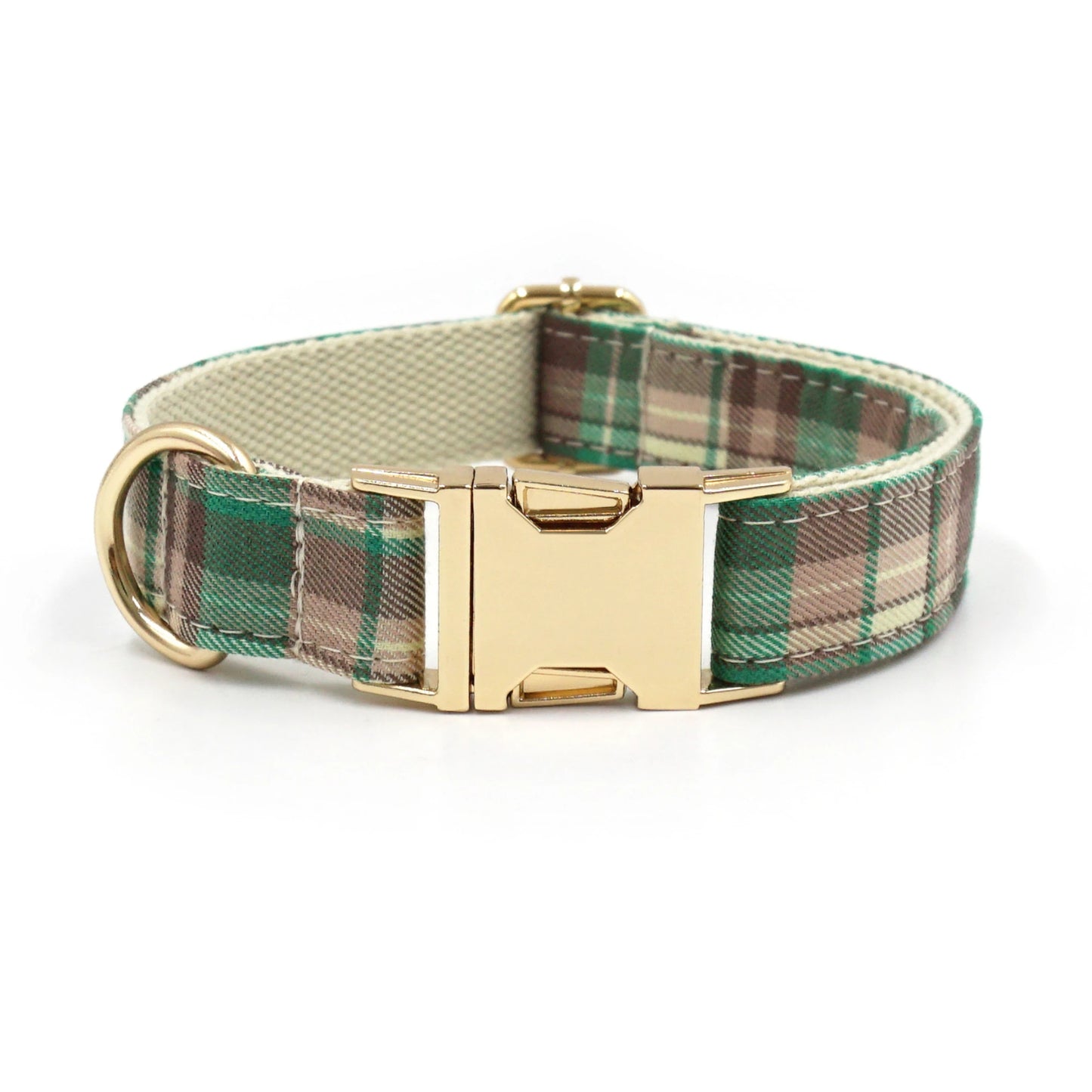 2025 NEW Fashion Green Brown Plaid Dog Leash Bowtie Collar Plaid Fabric Golden Metal Buckle Professional Pet Products
