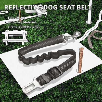 Dog Car Seat Belt – Adjustable Reflective Elastic Safety Harness for