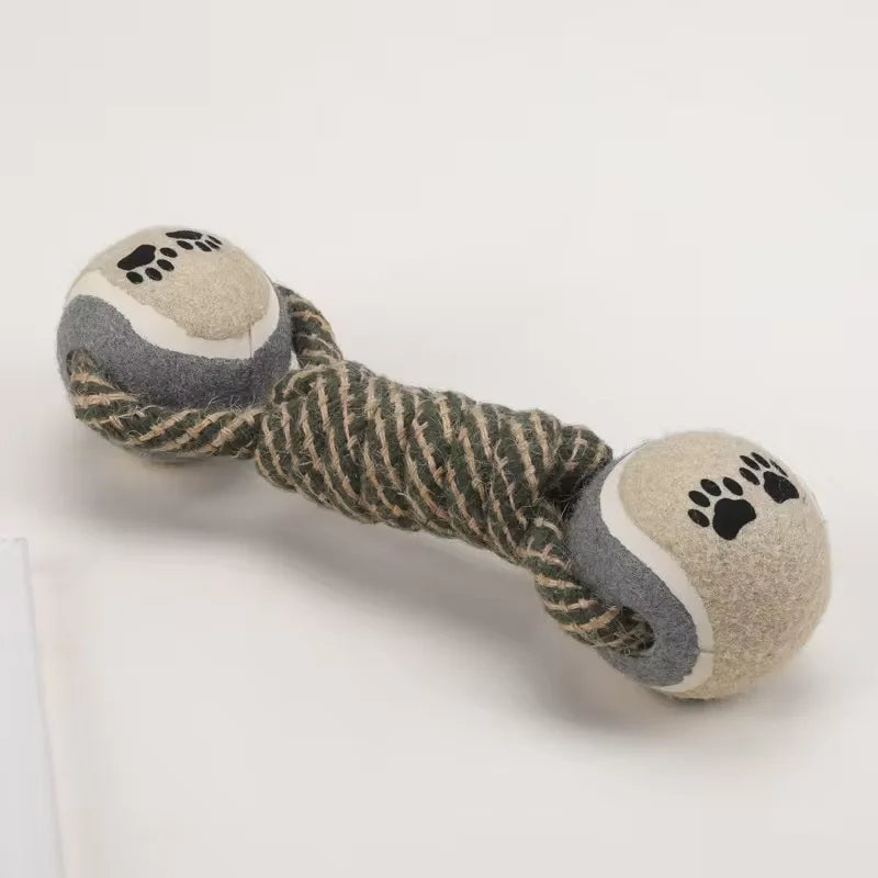 Dumbbell Rope Ball Dog Chew Toy – Interactive Cotton Rope Teething Toy