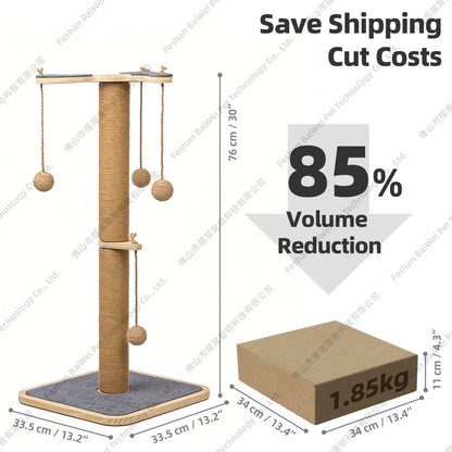 Tall Sisal Cat Scratching Post – Multi-Level, Anti-Slip, Low-Debris Cat Tree Scratcher
