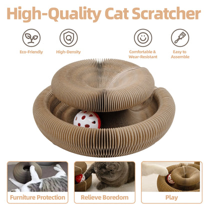 Accordion Corrugated Cat Scratcher with Ball Track Interactive Scratching & Play Toy