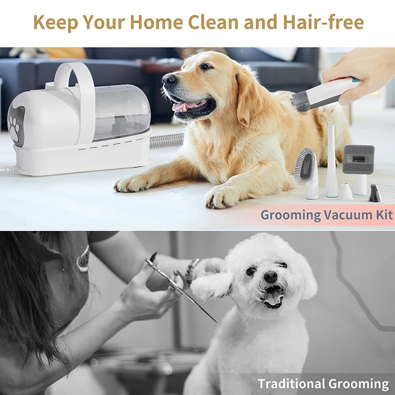 Pet Grooming Vacuum Kit — 99% Hair Collection, Low Noise, Clipper, Nail Grinder for Dogs & Cats