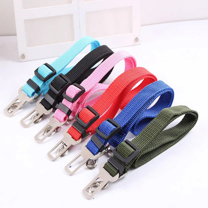 Adjustable Alloy Dog Car Seatbelt Leash — Vehicle Safety Lead, Size M, 13 Colors