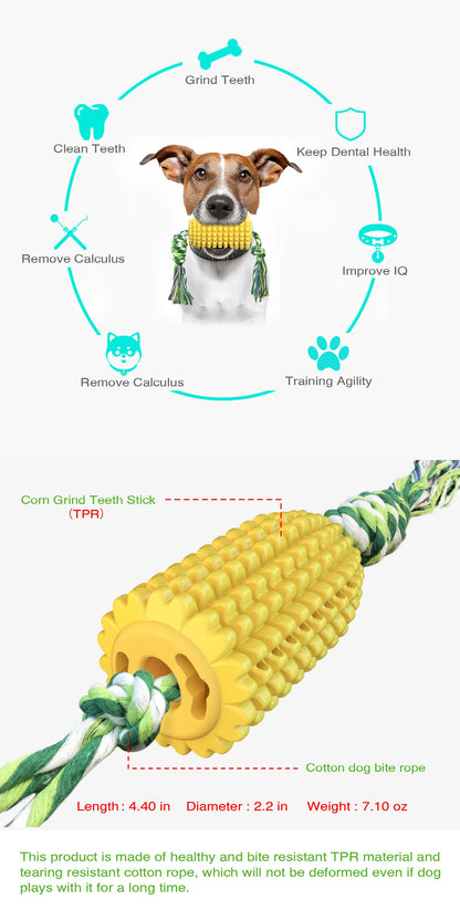 E-commerce Hot Sale Indestructible Tough Durable Squeaky Interactive Dog Toys Puppy Teeth Chew Corn Stick Toy