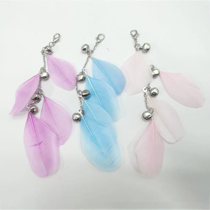 Feather Cat Teaser Wand with Bell | Steel Wire Wand & Replacement Heads | 7 Styles