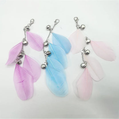 Feather Cat Teaser Wand with Bell – Steel Wire Wand & Replacement Heads