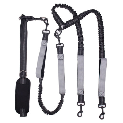 Hands-Free Running Dog Leash Waist Belt | Dual Handle Bungee Leash for Jogging