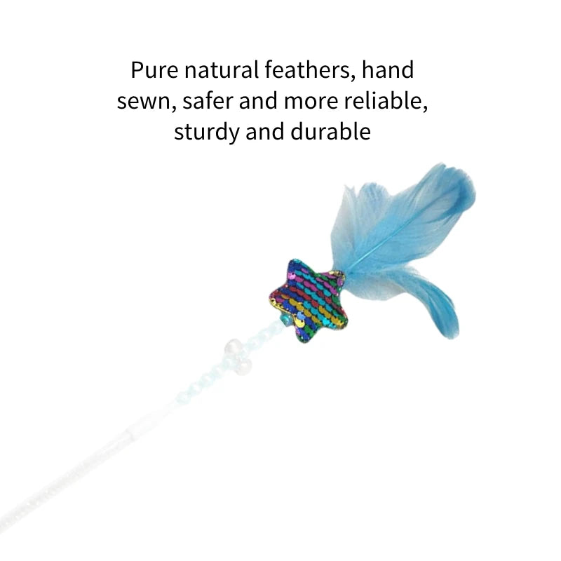 Cute Fairy Wand Feather Cat Teaser Toy | Bite-Resistant Interactive Stick | 6 Styles