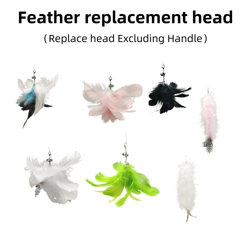 Dancing Feather Suction Cup Cat Toy | Removable Wire Rod & Replacement Heads | 9 Styles