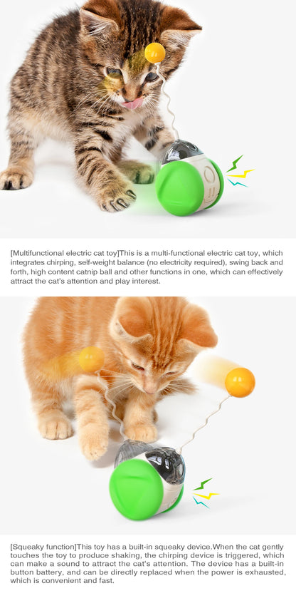 New Design Multi-function Pet Supplies Eco-friendly Cat Ball Toys Squeaky Balance Car Cat Toy Interactive Running Cat Catnip Toy