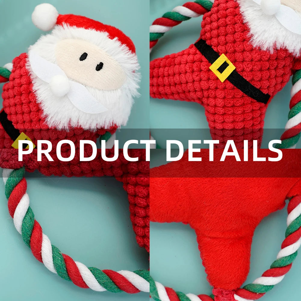 Wholesale Luxury Cartoon Eco-friendly Christmas Dog Gifts Plush Dolls Holiday Cat/Dog Chew Squeaky Pet Toy with BB Sound