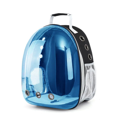 Portable Adjustable 6.5kg Capacity Oxford PC Pet Carrier Backpack for Cats & Small Dogs with Transparent Capsule Design