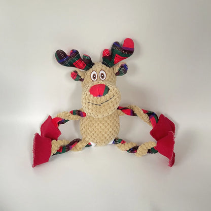 Wholesale Custom Pet Dog Chew Toys Cartoon Cute Christmas Elk Santa Claus Luxury Durable Interactive Plush Squeaky Pet Dog Toys