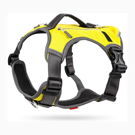 No-Pull Dog Harness with Backpack Saddle Bags – Reflective Padded Vest