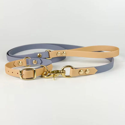 PVC Coated Dog Collar and Leash Set – Waterproof Training Collar with Brass Hardware