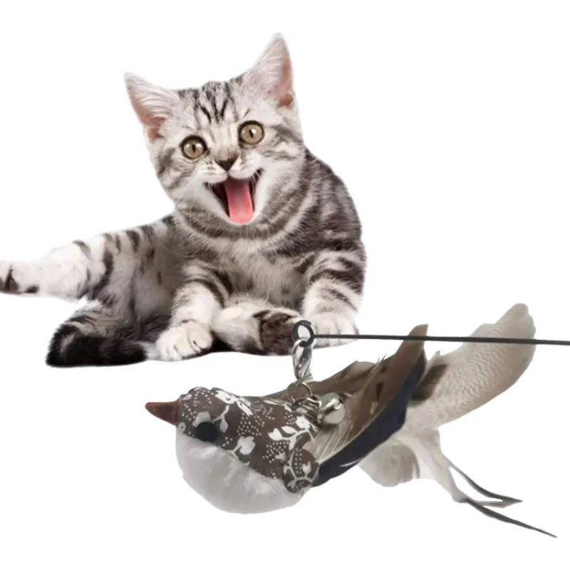 Bird-Shape Feather Cat Stick | Eco-Friendly Bite-Resistant Cat Wand Toy | 4 Styles