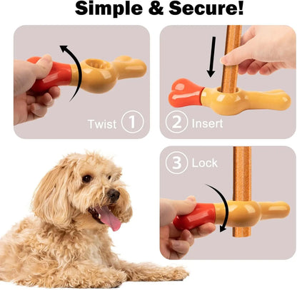 AFP Long-lasting Chewing Dog Toy Bully Stick Holder Pet Prevents Choking Safety Device Aggressive Chewers Dog Chew Stick Holder