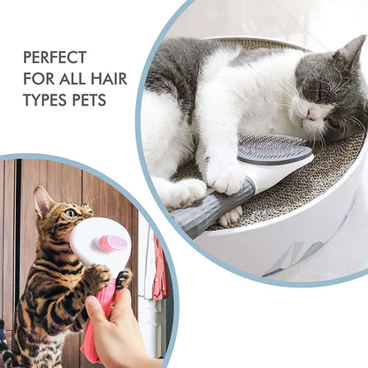 Self-Cleaning Pet Slicker Brush & Massage Comb — Cat & Dog Hair Remover