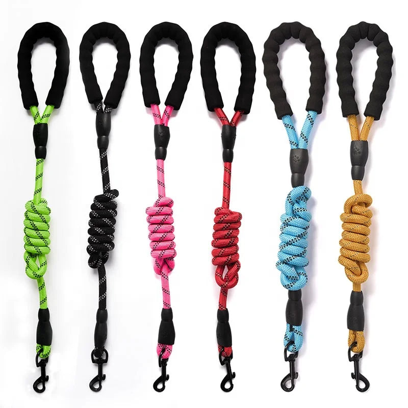Elastic Buffer Dog Training Leash | Reflective Nylon Weave Traction Rope