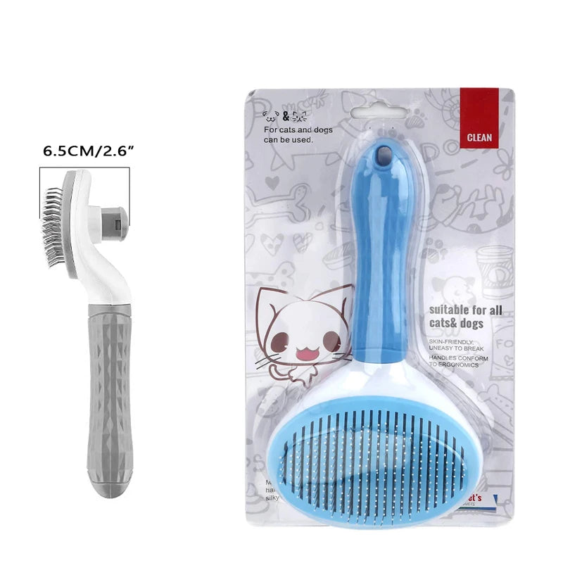 Self-Cleaning Pet Slicker Brush & Massage Comb — Cat & Dog Hair Remover