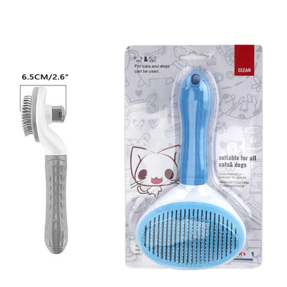 Self-Cleaning Pet Slicker Brush & Massage Comb — Cat & Dog Hair Remover