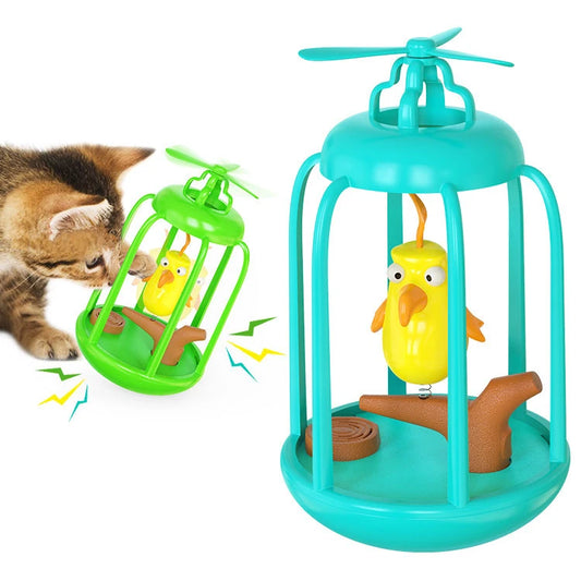 Birdcage Cat Tumbler Toy with Sound & Spinning Propeller – Interactive Self-Play Cat Toy