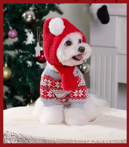 Crochet Pet Christmas Clothes Autumn and Winter New Cute Dog Warm Striped Cat Clothing Knitted Pullover Sweater