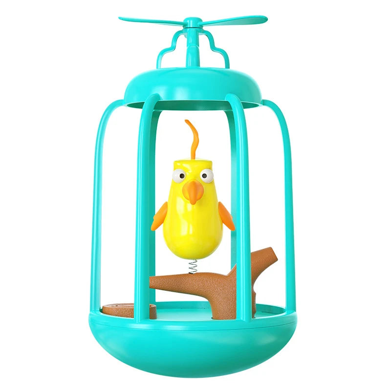 Birdcage Cat Tumbler Toy with Sound & Spinning Propeller – Interactive Self-Play Cat Toy