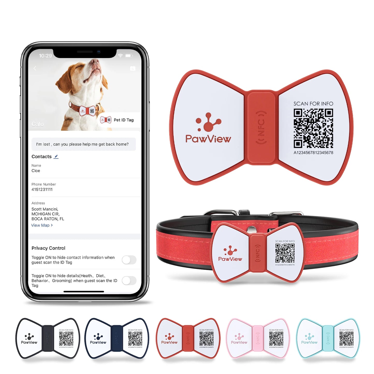 NFC Smart QR Code Pet ID Tag – Silicone, Scannable, Personalized Dog & Cat Tag