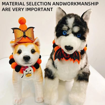 Halloween Winter Solid Personalized Pumpkin Dog & Cat Choker Necklace with Eco-Friendly Wool Bells