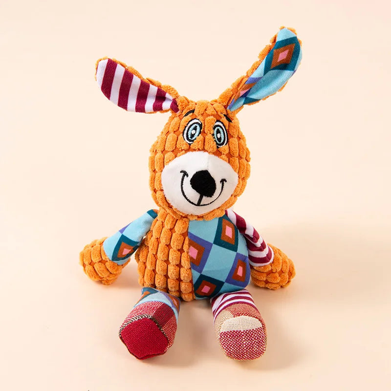 Cute Squeaky Chew Dog Plush Toy | 3 Colors Blue Orange Brown