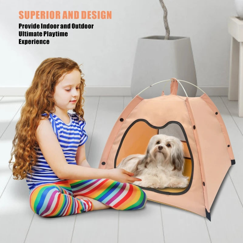 Foldable Pet Tent Bed | Portable Cat Cave with Breathable Mesh | Travel-Friendly Pet Hideaway