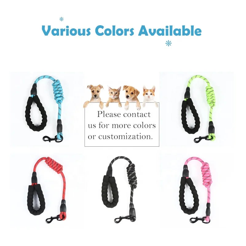 Reflective Dog Tracking Lead 5ft | Heavy Duty Braided Nylon Rope with Foam Handle