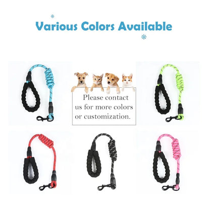 Reflective Dog Tracking Lead 5ft | Heavy Duty Braided Nylon Rope with Foam Handle