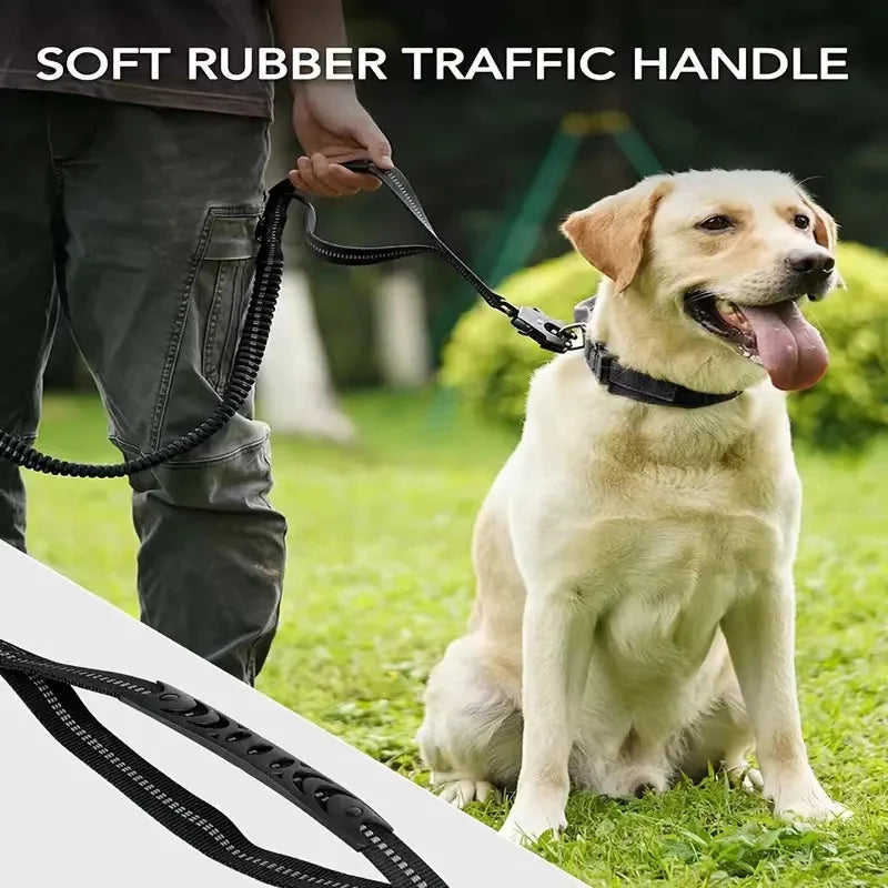 Tactical Dog Leash – Heavy Duty Reflective Nylon with Bungee & Frog Clip