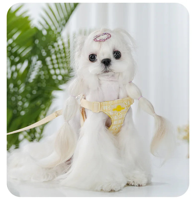 Breathable Floral Dog Harness – Lightweight Mesh Vest