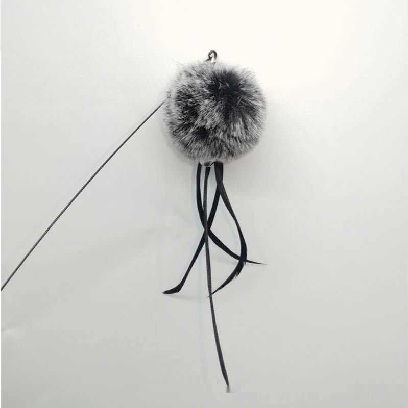 Feather Cat Teaser Wand with Bell | Steel Wire Wand & Replacement Heads | 7 Styles