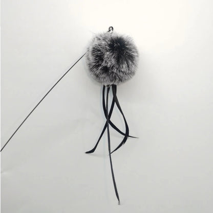Feather Cat Teaser Wand with Bell – Steel Wire Wand & Replacement Heads