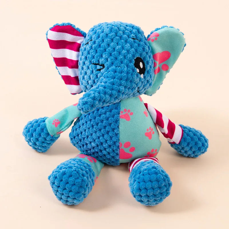 Cute Squeaky Chew Dog Plush Toy | 3 Colors Blue Orange Brown