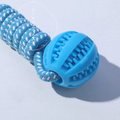 Durable Braided Rope and Rubber Ball Pet Chew Toys for Teething Puppies Plush Gift for Cats for Playing