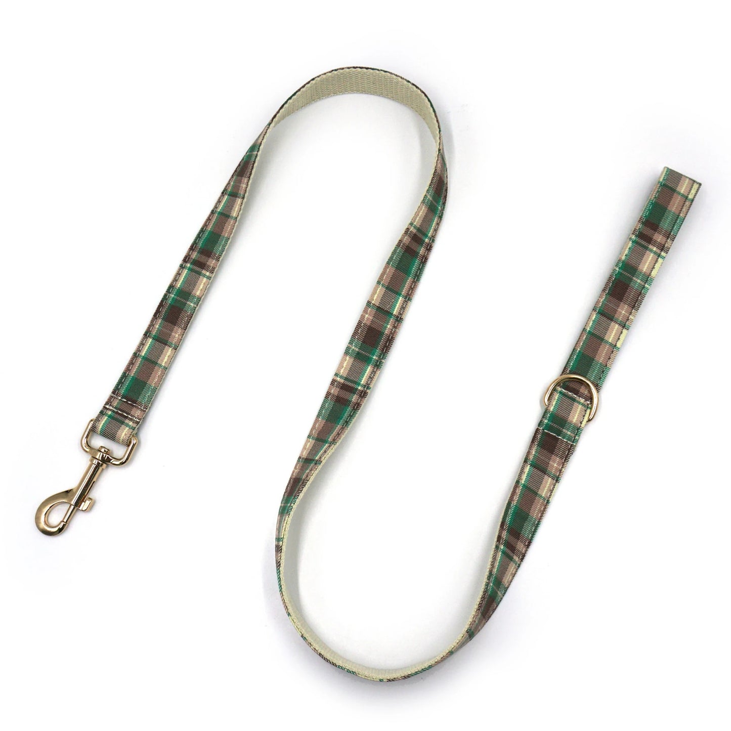 2025 NEW Fashion Green Brown Plaid Dog Leash Bowtie Collar Plaid Fabric Golden Metal Buckle Professional Pet Products