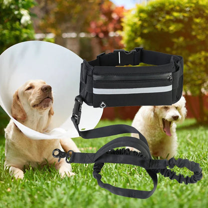 Reflective Hands-Free Running Dog Leash | Bungee Elastic Waist Belt
