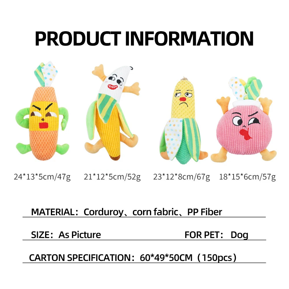 Squeaky Chew Dog Plush Toy | 4 Designs Yellow Pink Orange