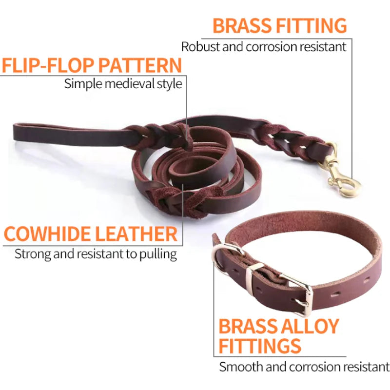 Genuine Leather Dog Collar – Adjustable Soft Padded Pet Collar