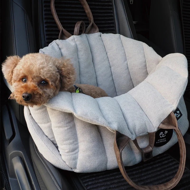 Pet Sling Carrier Bag, Dog Car Seat & Pet Bed with Leash Connector | Small Pets