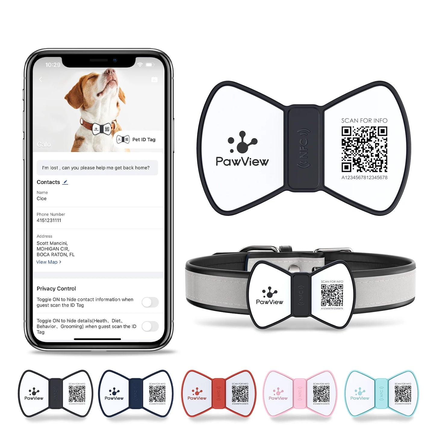 NFC Smart QR Code Pet ID Tag – Silicone, Scannable, Personalized Dog & Cat Tag