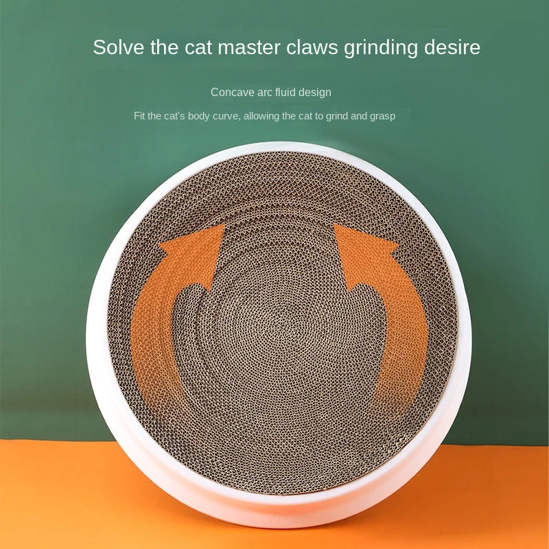 Round Replaceable Corrugated Cat Scratch Board | Plastic Frame | 6 Colors, 2 Sizes