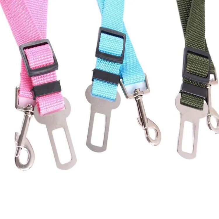 Adjustable Alloy Dog Car Seatbelt Leash — Vehicle Safety Lead, Size M, 13 Colors